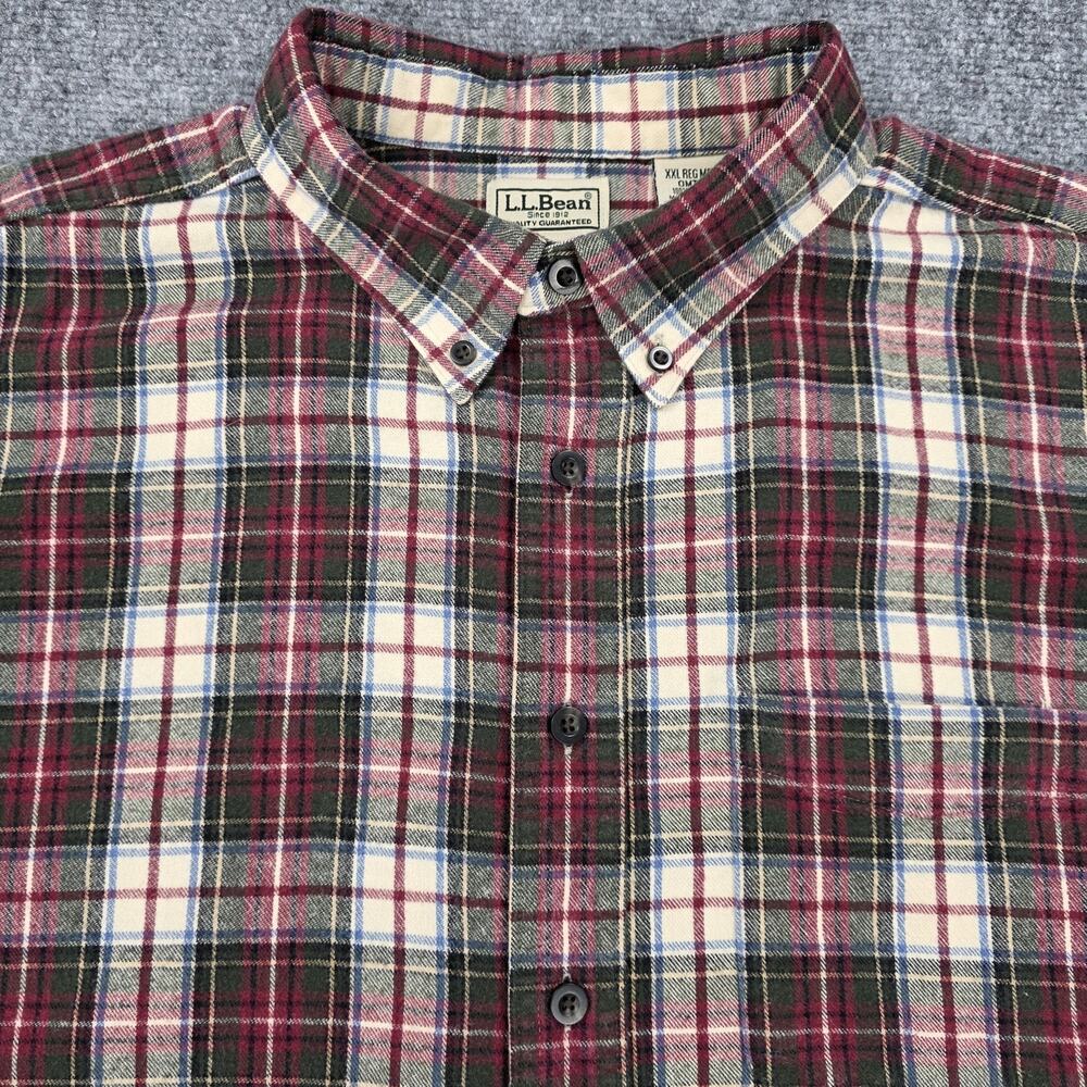 Vintage LL Bean Shirt Mens XXL Red Green Plaid Cotton Flannel Button Down Canada - Picture 11 of 15